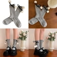 thumbnail image 2 of Milue Women's Boot Socks Middle Tube Socks Pom Pom Cotton Socks Sweet Crew Socks, 2 of 21