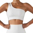 thumbnail image 1 of Ribbed Single Shoulder Yoga Beautiful Back Bra Stretch Shockproof Sports Bra Women Running Fitness Vest Swan White L, 1 of 4