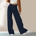 thumbnail image 2 of ibiyuan Corduroy Pants Women Wide Leg Corduroy Pants for Women Casual Work Pants Straight Leg Elastic Waist Solid Color Harem Pants with Pockets,Blue, 2 of 6