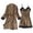 Z01-Brown, variant on Women's Satin Kimono Robe Leopard Print Lace Long Sleeve Belted Night Robe Sleepwear Dressing Gown Brown L