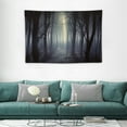 thumbnail image 2 of COMIO Misty Forest Tapestry Wall Hanging, Halloween Wall Tapestry for Bedroom Living Room,Scary Fantasy Foggy Forest Backdrop Dark Fantasy Woods Landscape Gothic Decor Tapestry Black Large, 2 of 7