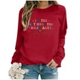 thumbnail image 4 of Women's Fashion Casual Solid Color Loose Long Sleeve Letter Print Round Neck Hoodie Graphic Workout Tops Women Athletic Jacket with Hood Women Ladies Hoodies Pullover Sweatshirt Knit Short Sleeve Top, 4 of 4