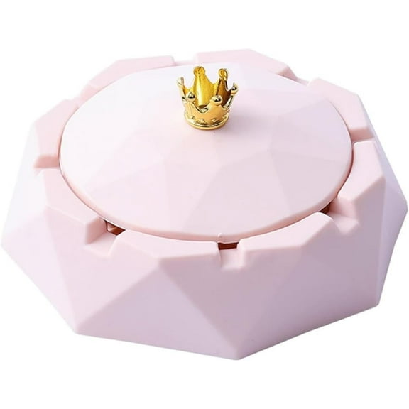 XD2-Pink Ashtray with Lids, Cigarette Ashtray for Indoor or Outdoor Use, Ash Holder for Smokers, Desktop Smoking Ash Tray for Home Office Decoration*2
