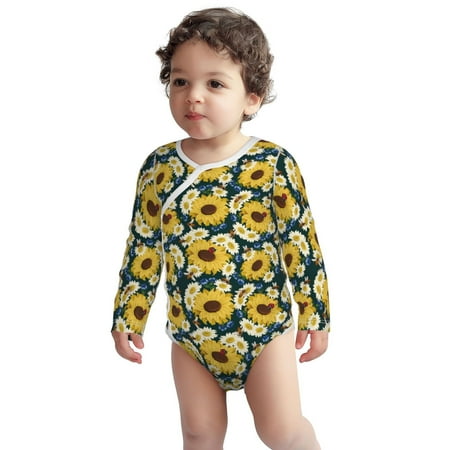 

Fotbe Sunflowers Pattern Unisex-baby Long-sleeve Bodysuit Long Sleeve Bodysuits One-piece 100% Organic Cotton for Infant Baby Boys Unisex-2 Years