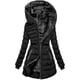 thumbnail image 1 of Abrigo de algodón de invierno para mujer, cálido con capucha y terciopelo, abrigo de algodón, abrigo largo, abrigo de algodón negro, 1 of 6