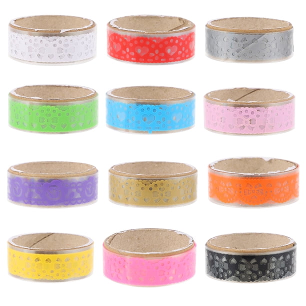 KAKOWELY 12 cintas de encaje huecas para decorar álbumes (color y estilo aleatorios)