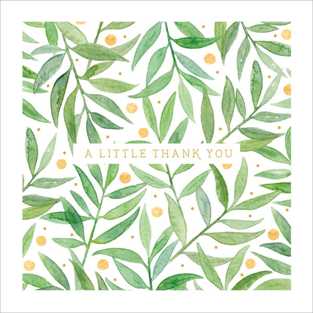The Art File Green Vines and Orange Circles Thank You Card