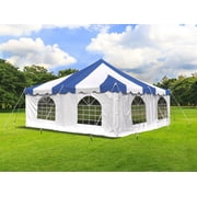 Party Tents Direct Weekender Outdoor Canopy Pole Tent with Sidewalls, Blue, 20 ft x 20 ft