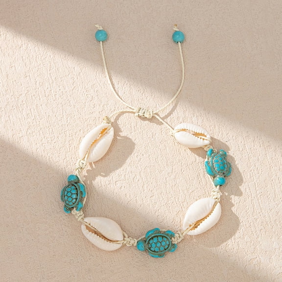 TABLZONE Stackable Shell Anklet Intricately Woven Seashells for Summer Decor