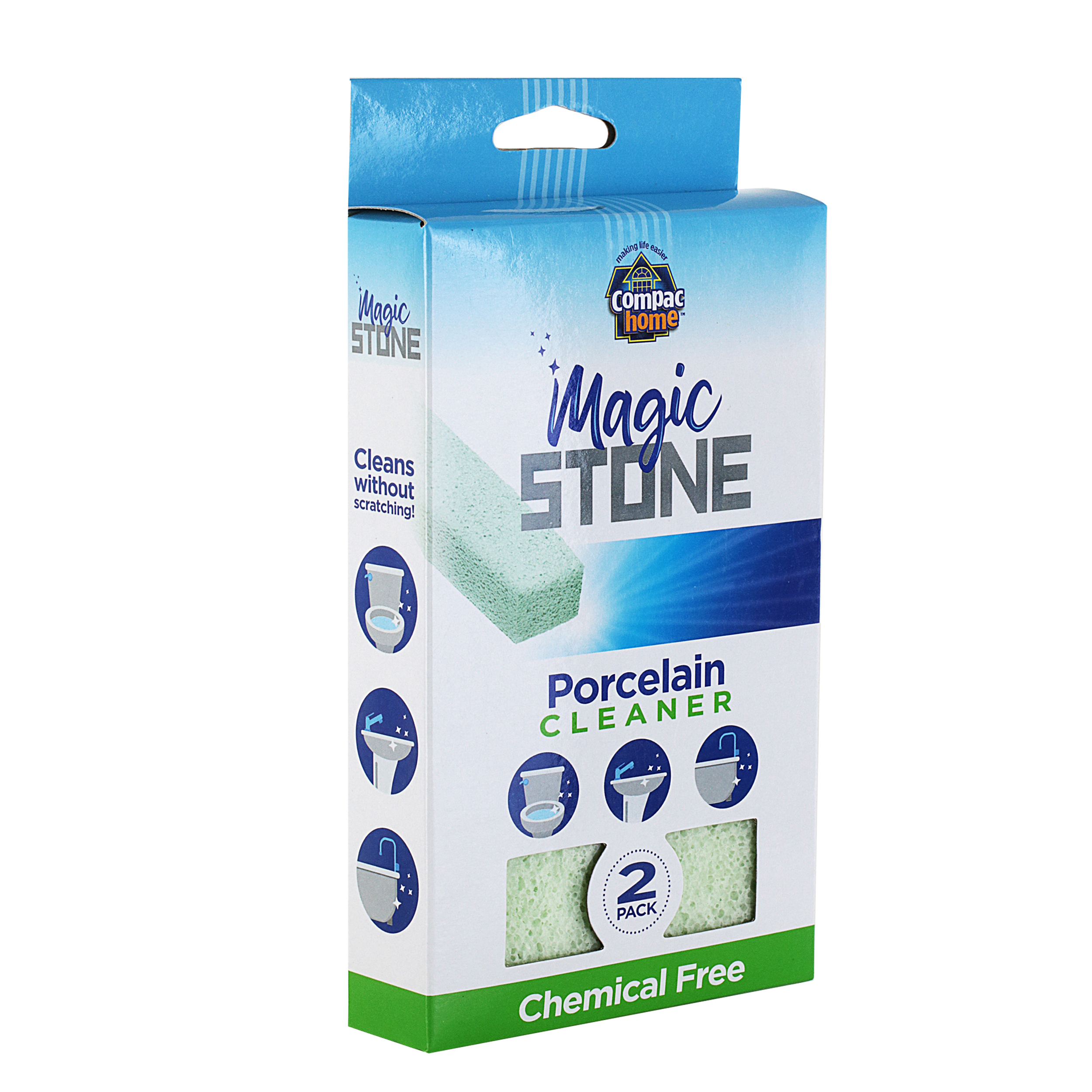 Compac Home Magic Stone Porcelain Cleaning Stick, 2 Pk, Removes Lime Stains & Cleans Toilet Fixtures