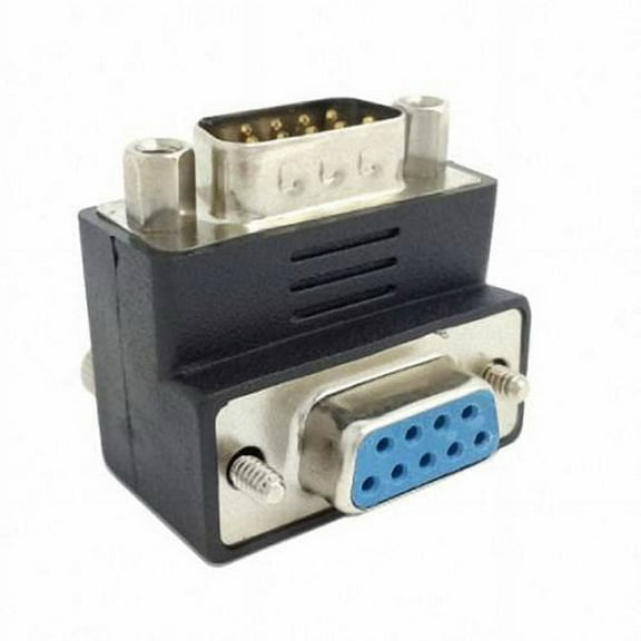 FVH D-Sub RS232 9Pin DB9P Male to Female Down Angled 90 Degree Extension Adapter