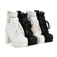 thumbnail image 5 of Botas cortas de primavera, otoño e invierno, para mujer, tacón alto, tacón grueso, con cordones, 5 of 5