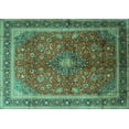 thumbnail image 1 of Ahgly Company Indoor Rectangle Medallion Turquoise Blue Traditional Area Rugs, 7' x 9', 1 of 4
