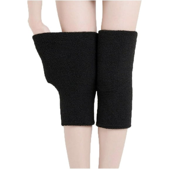 1 Pair Warmers Knee Support Pad,9.8x4.7In Black Elastic Winter Knee Warmer,Warm Knee Compression Sleeve for Ski,Cycling,Dance