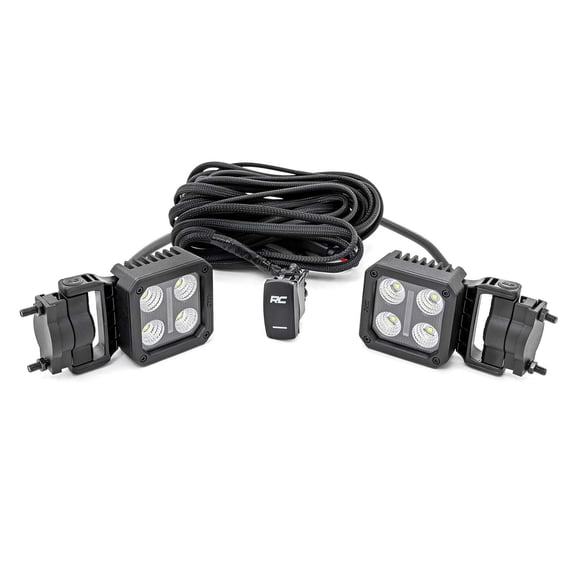 Rough Country 2" Square Black Series LED Lights | Flood | Swivel Mount - 70802