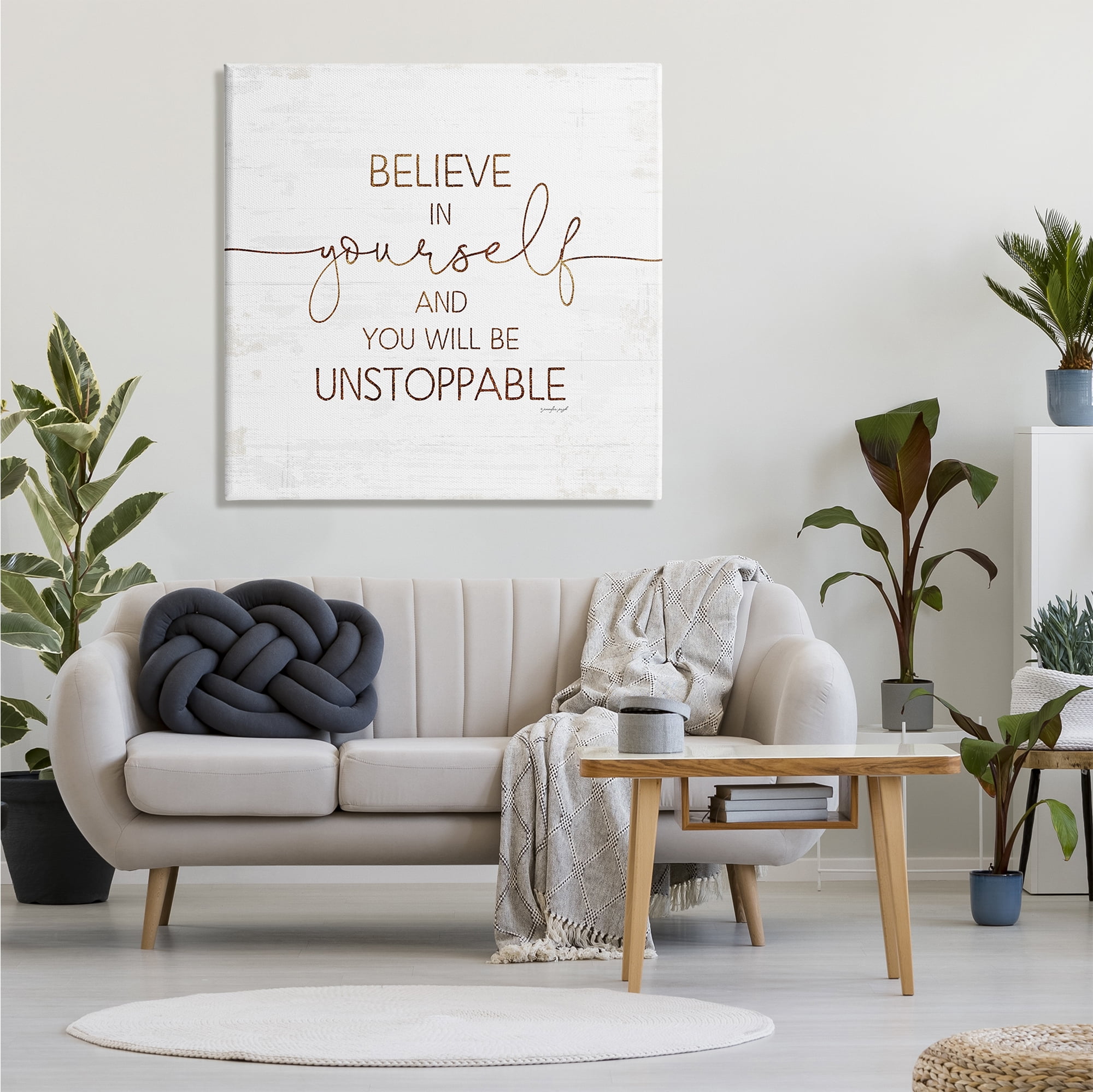 Stupell Indtries Believe In Yourself Be Unstoppable Phrase Rtic Typography,36 x 36,Design by Jennifer Pugh