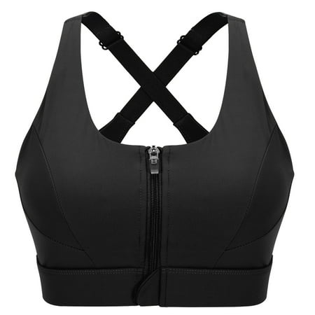

Zip Front Sports Bra High Impact Straps Training Top