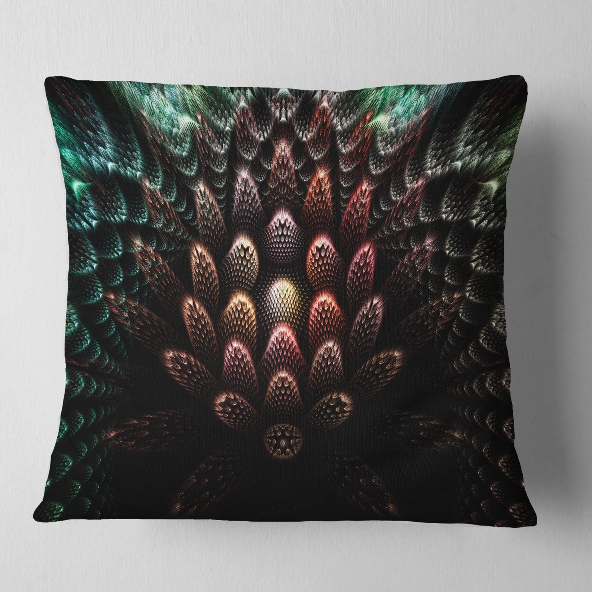 Designart Fractal 3D Flower Fantasy - Contemporary Throw Pillow - 16x16