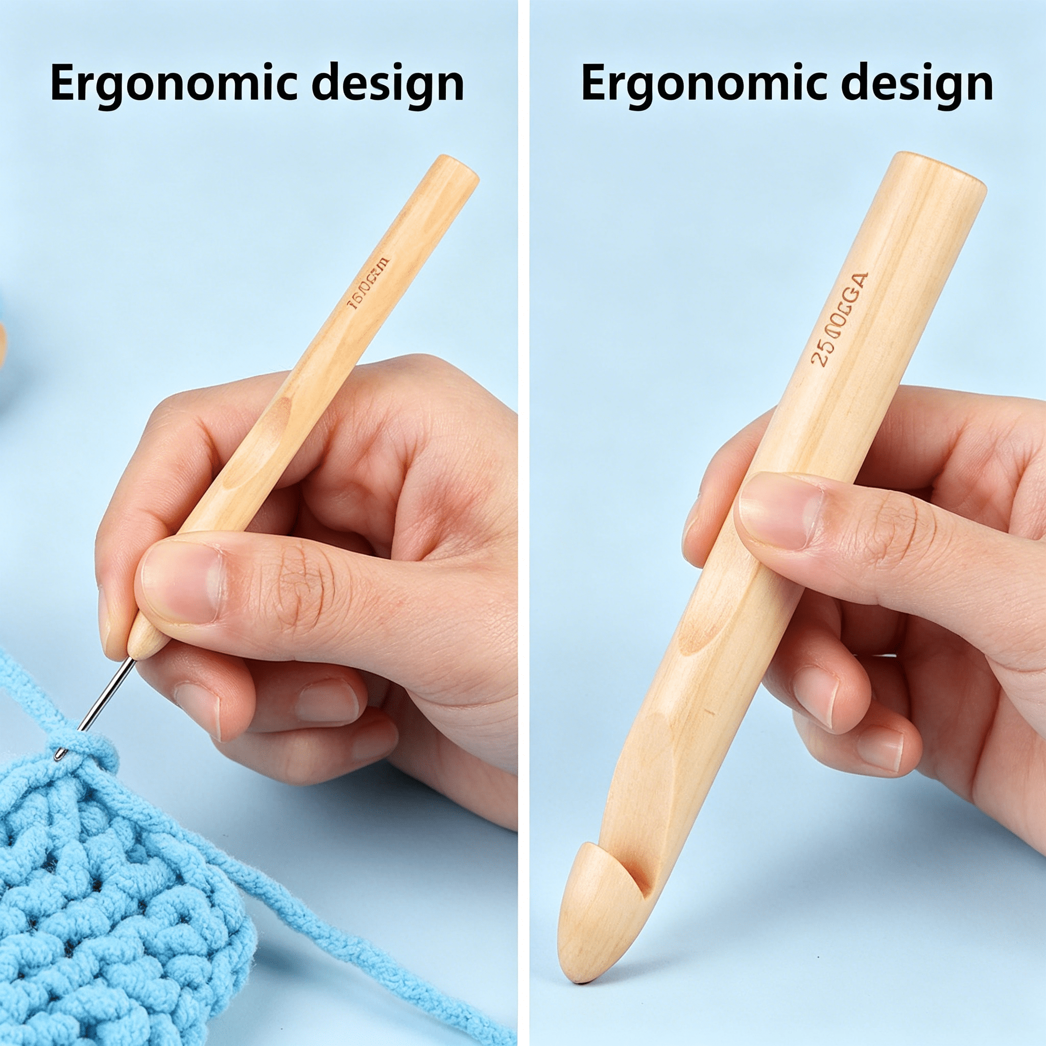 EXLEAF 2026 New Crochet Hooks High-Quality Wooden Crochet Hooks Ergonomic Lightweight Long-Lasting Large Crochet Hooks for Knitting Crocheting Diy Projects Home Crafts Handcrafts