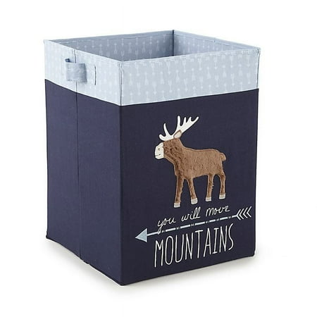 UPC: 0190945039927 | Levtex Baby – Trail Mix Nursery Hamper – Rectangular Fabric Hamper – Moose – Blue Navy and Brown – Nursery Accessories – Size: 14 x 14 x 9in.