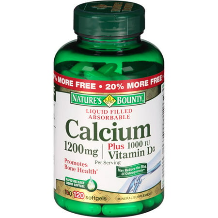 Nature's Bounty calcium Plus Vitamine D Gélules, 1000 UI, 120 count