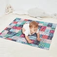 thumbnail image 2 of Blue Boho Pioneer Flower Patchwork Pattern Blanket,Comfortable Soft Flannel Throw Blanket,All Season,Warm Lightweight Blankets for Sofa Bed Couch Living Room Chair,30"x40", 2 of 4