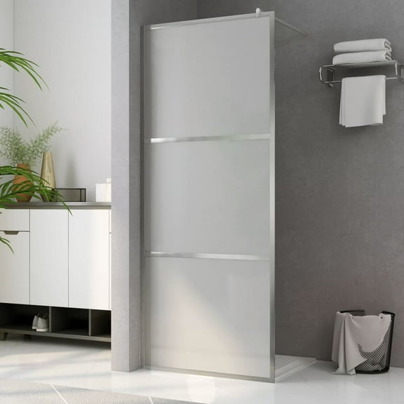 vidaXL ESG Glass 31.5 in x 31.5 in x 76.8 in, 5 mm Thick Frosted Silver Walk-in Shower Enclosure
