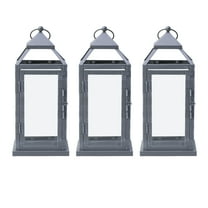 Elements Set of 3 12-inch Gray Metal Decorative Lanterns