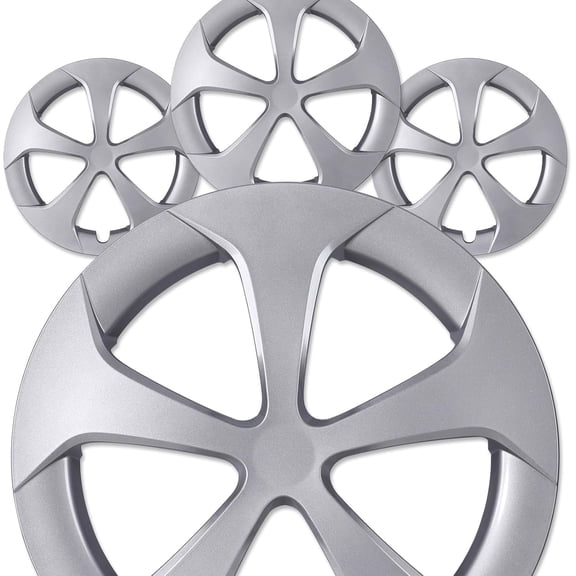 15" Silver Lacquer Hubcaps Compatible with 2010-2015 Toyota Prius,Compatible With Alloy Wheels- Set of 4,Snap-on Design Wheel Rim Covers
