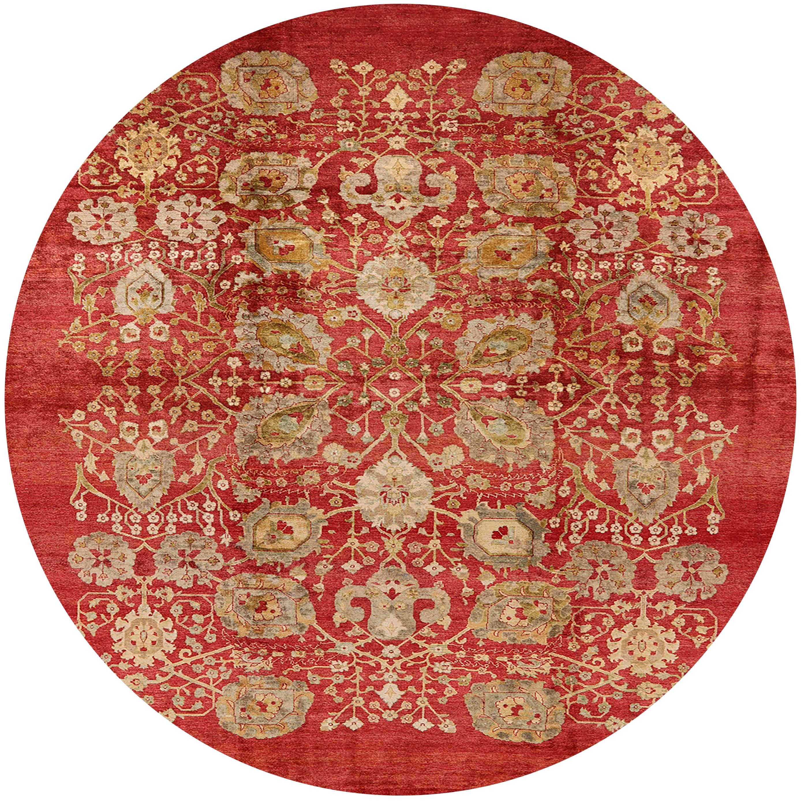 Ahgly Company Indoor Round Mid-Century Modern Red Oriental Area Rugs, 8 ...