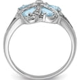 thumbnail image 3 of Sterling Silver Rhodium Aquamarine Diamond Ring (Size 7) Made In Thailand qdx892-7, 3 of 6