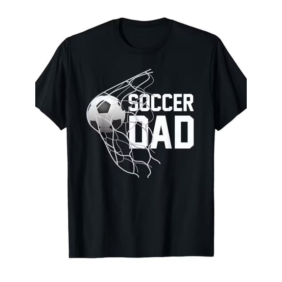 Soccer Dad Men's Graphic T-Shirt - Funny Sports Father's Day Gift Tee - Athletic Football Goal Design Black Top