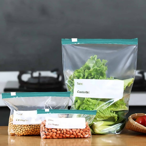 Bolsas para almacenamiento de alimentos - bolsas de 25 bolsas correderas con cierre con cremallera, bolsas herméticas para congelador de 12,6x10,4 pulgadas para frigorífico, bolsas plásticas de