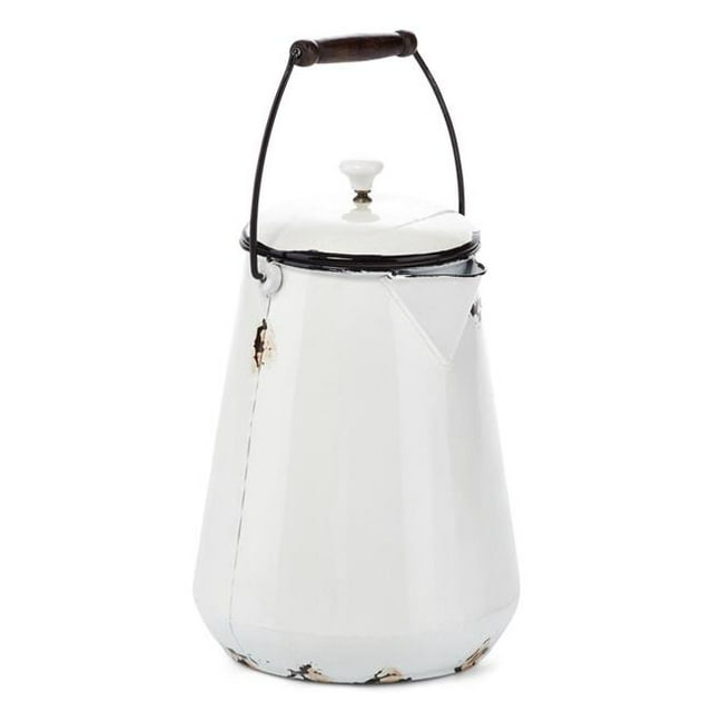 IMAX Z65679 Monroe Antique Enamel Lidded Pot - White