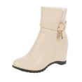 thumbnail image 1 of WEAIXIMIUNG Knee Boots for Men with Zipper Fashion Solid Color Leather Rhinestone Decorative Belt Buckle Wedge Heel Side Zipper Boots, 1 of 9