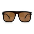 thumbnail image 3 of Polarized Mens Flat Top Horn Rim Plastic Rectangle Mogul Sunglasses All Brown, 3 of 7