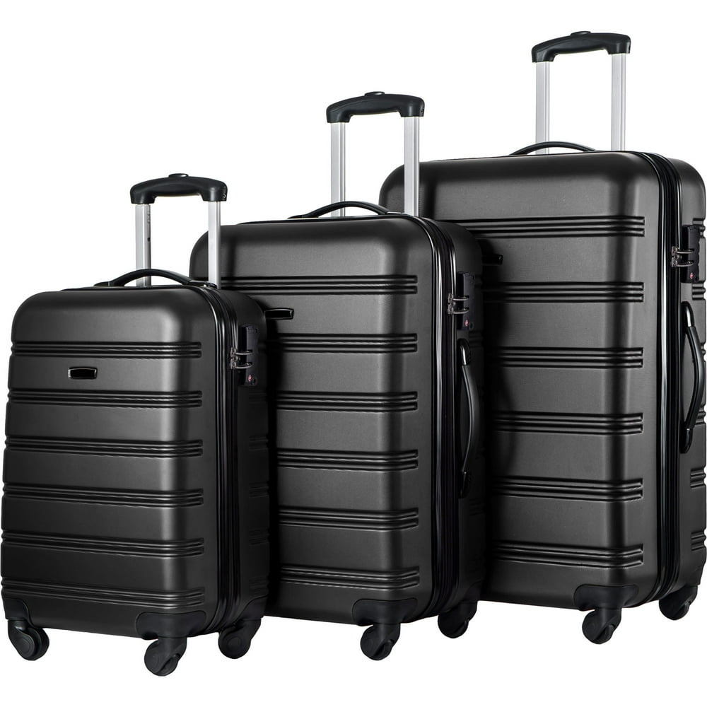 Black 3Pcs Luggage Set Hardside Spinner Suitcase with TSA Lock 3 Size