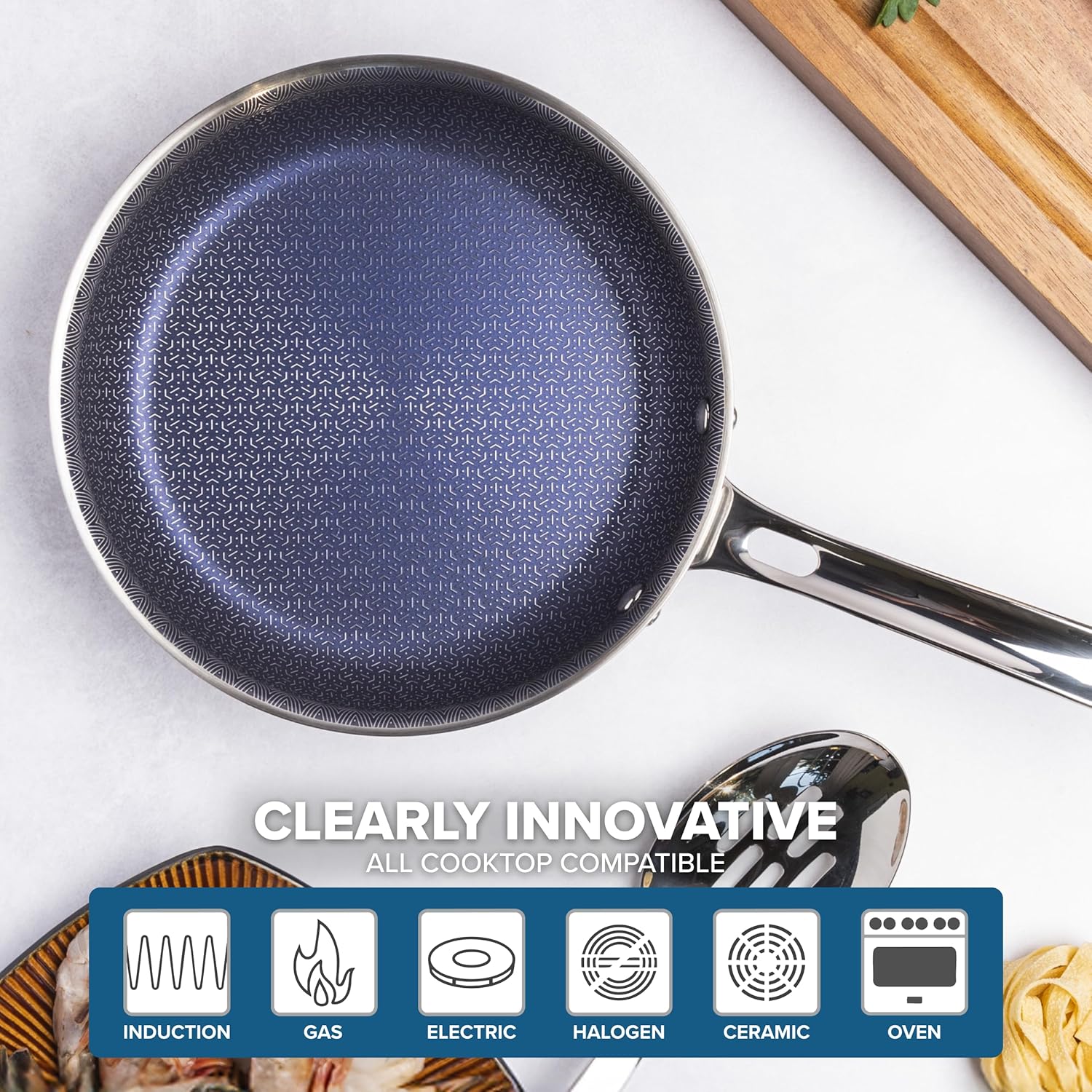 3-Ply Non Stick Frying Pan, 8 Inch Hybrid Plus Stainless Steel Kitchen Cookware, Silver