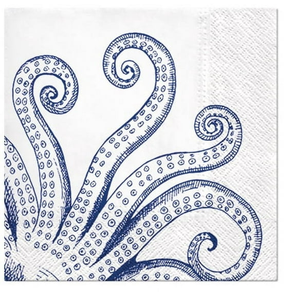 Blue Octopus - Decorative Nautical Lunch Paper Napkins 40pcs - Perfect for Decoupage, Party, Birthday, Special Occasions, Weddings