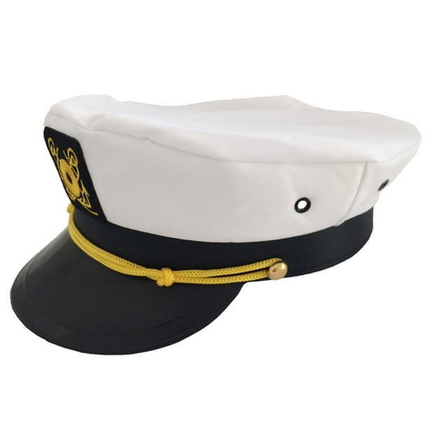 Lolmot Sailor Ship Yacht Boat Captain Hat Navy Marines Admiral White Gold  Cap 