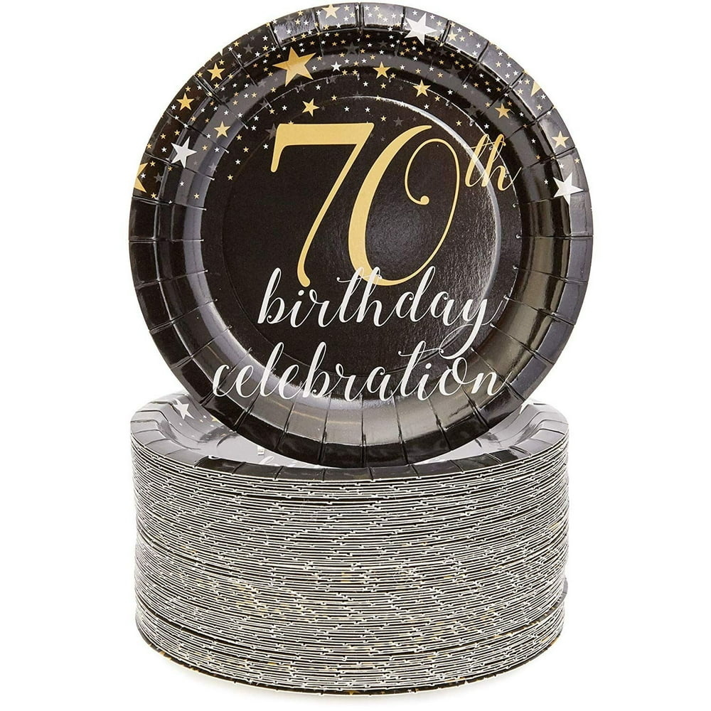 70Th Birthday Paper Plates (80 Count), 7 inches