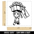 thumbnail image 2 of Christmas Elf with a Gift for You Self-Inking Rubber Stamp Ink Stamper - Yellow Ink - Small 1 Inch, 2 of 7