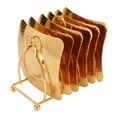 thumbnail image 5 of Gseagtia Golden Bar Coasters with Holder for Stylish Home, Kitchen & Cafe Décor Gilded Glamour, 5 of 8