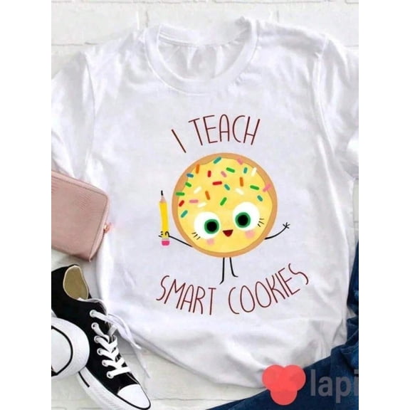 【New Arrival】I Teach Smart Cookies Graphic T-Shirt, Funny Teacher Crewneck Short Sleeve Tee, Back To School Educator Casual Unisex Top