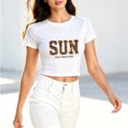 thumbnail image 2 of Women's Summer Cropped T Shirts Leopard Sun Graphic Print tees Short Sleeve Casual Crop Tops, 2 of 7