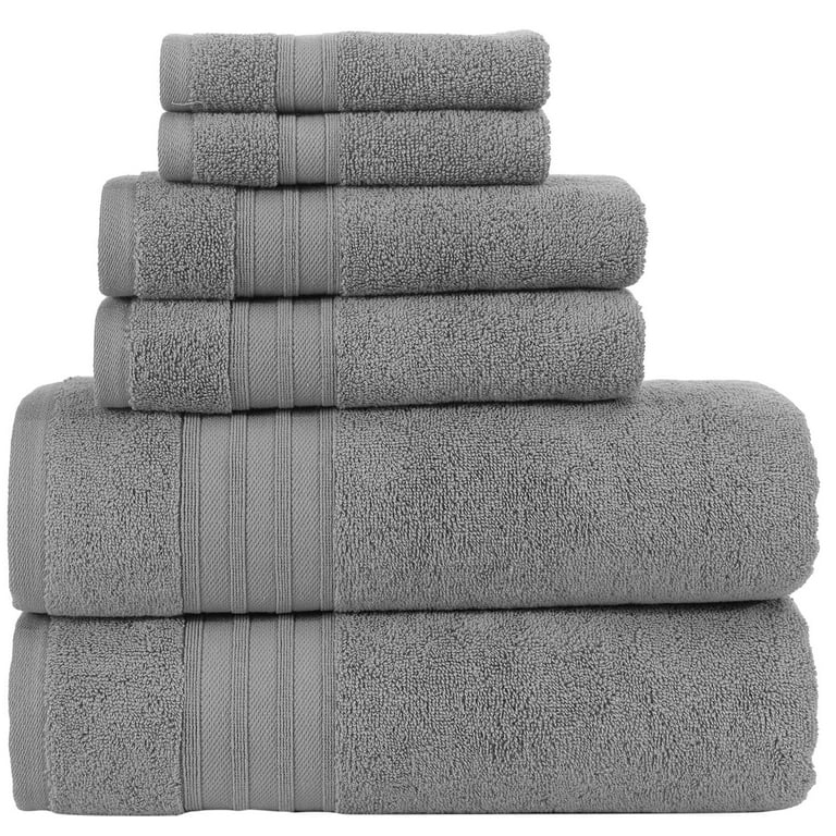 Hammam Linen Bath Towels 4 Piece Set Cool Grey Soft Fluffy, Absorbent and  Quick Dry Perfect for Daily Use 