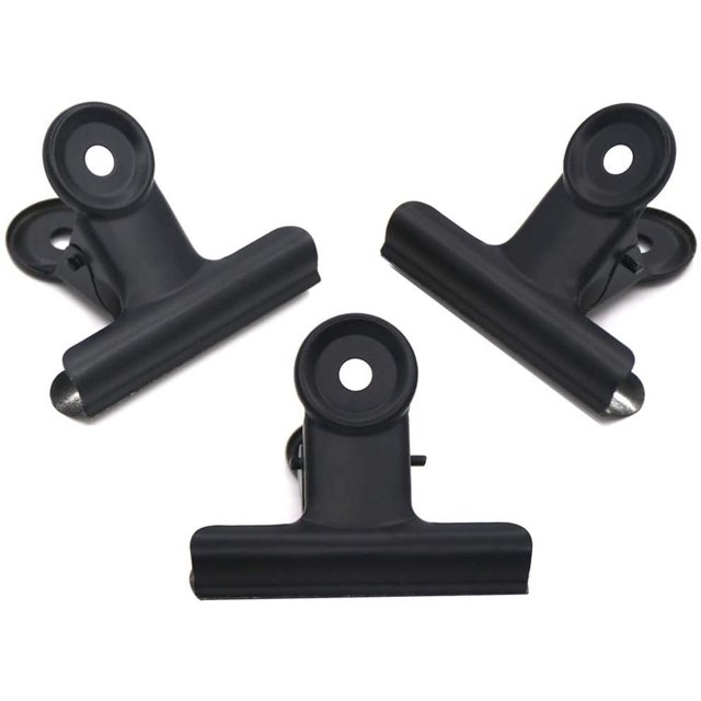 Clips de carpeta de metal negros, 20 clips de papel con bisagras grandes de 2 pulgadas para bolsas de alimentos, fotografías, manualidades, suministros para el hogar y la oficina, 50 mm