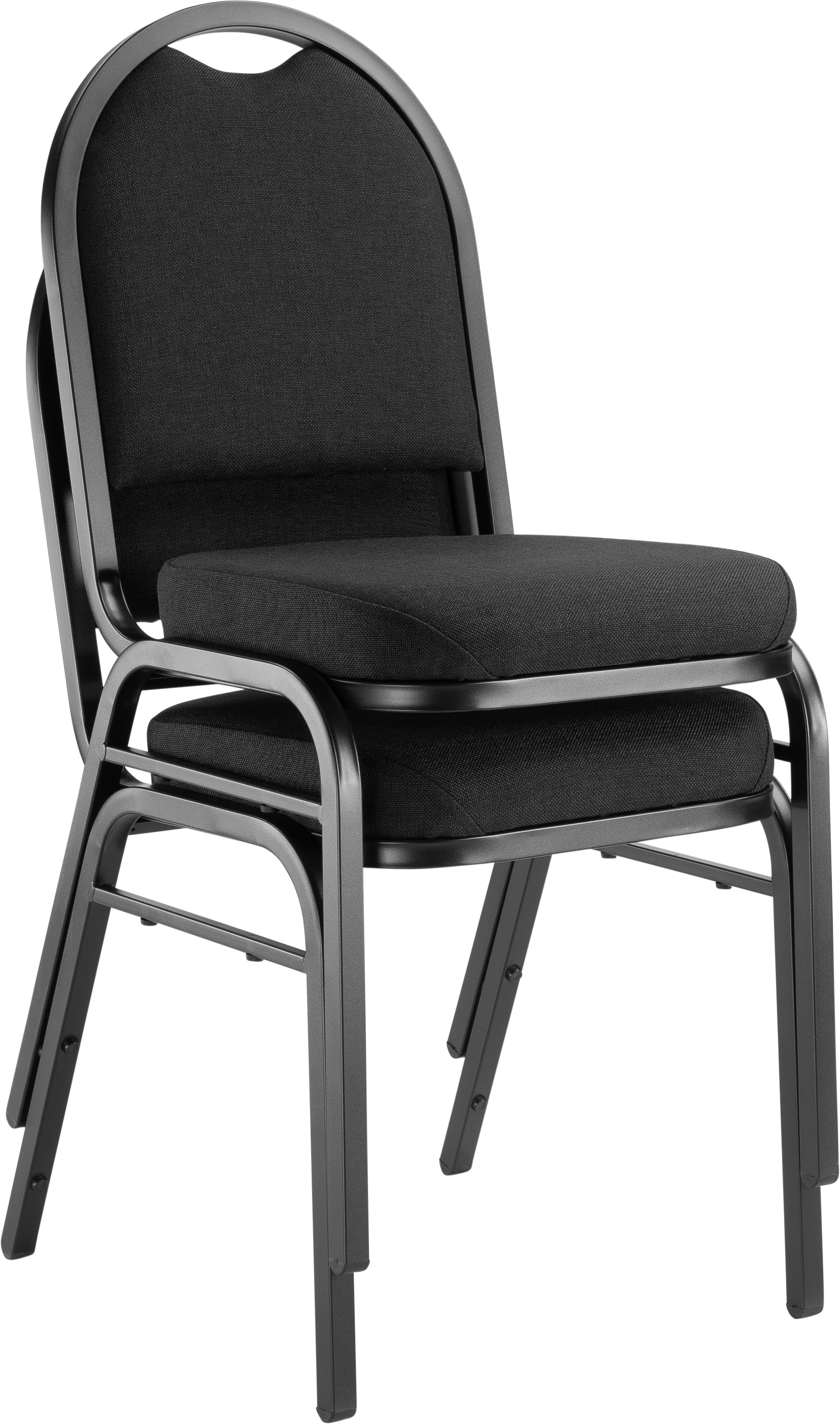 (Pack of 2) NPS® 9200 Series Premium Fabric Upholstered Stack Chair, Ebony Black Seat/Black Sandtex Frame