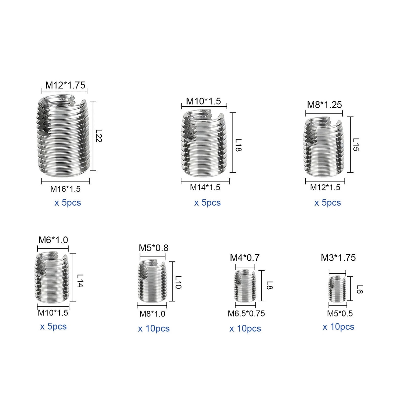 GUYUTING 50Pcs Thread Repair Inserts Self Tapping Structure Stainless Steel No Pre Tapping For Automotive And Industrial Use