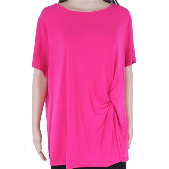 I.N.C Womens Twisted Pullover Blouse, Pink, Plus Size, 2X